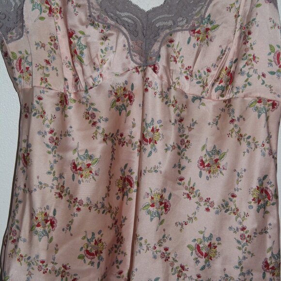 Fiona London Pink Purple Silk Lace Floral Print Camisole Chemise Top Size L - Picture 4 of 8